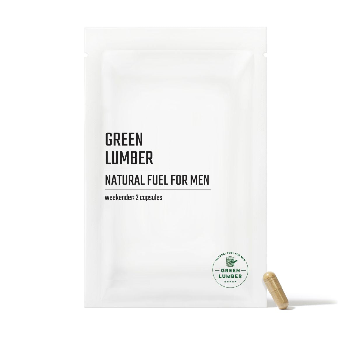 Green Lumber Natural Fuel For Men package front with single capsule leaning against it