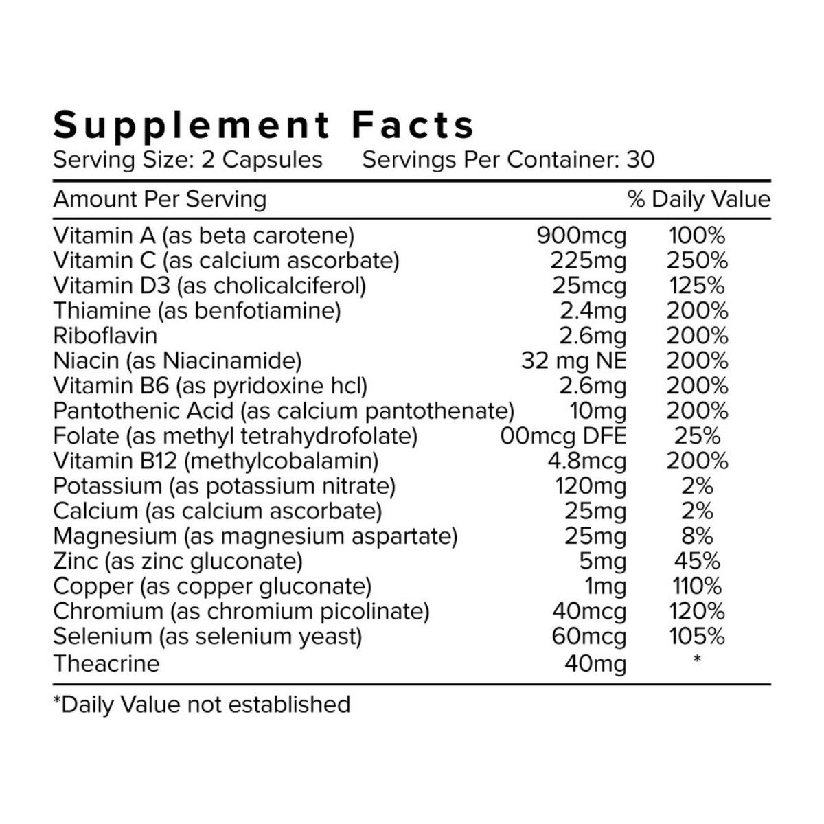 Daily Offense Supplement Facts